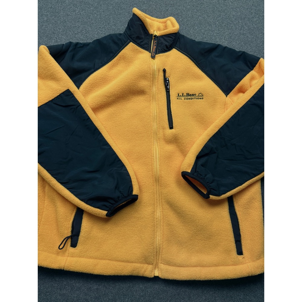 LL Bean All Conditions Mens Small Fleece Jacket Yellow Black Full Zip